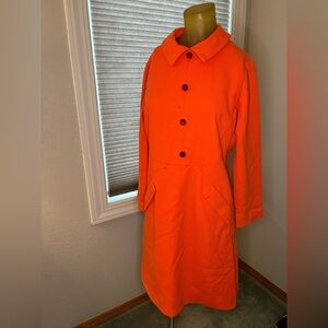 Vibrant Classy Orange Coat with Button Details 60s 70s size medium by Carlye